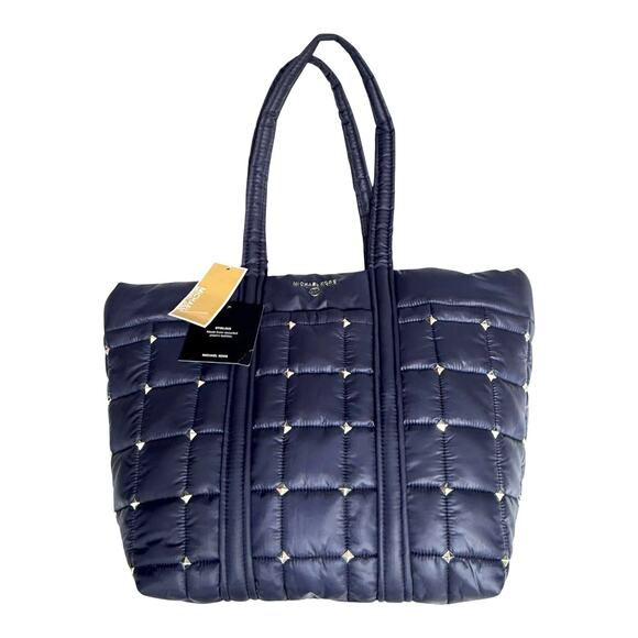 NEW Michael Kors Blue TOTE BAG HANDBAG Stirling Recycled Studded Purse 17x12 NWT - Picture 1 of 13